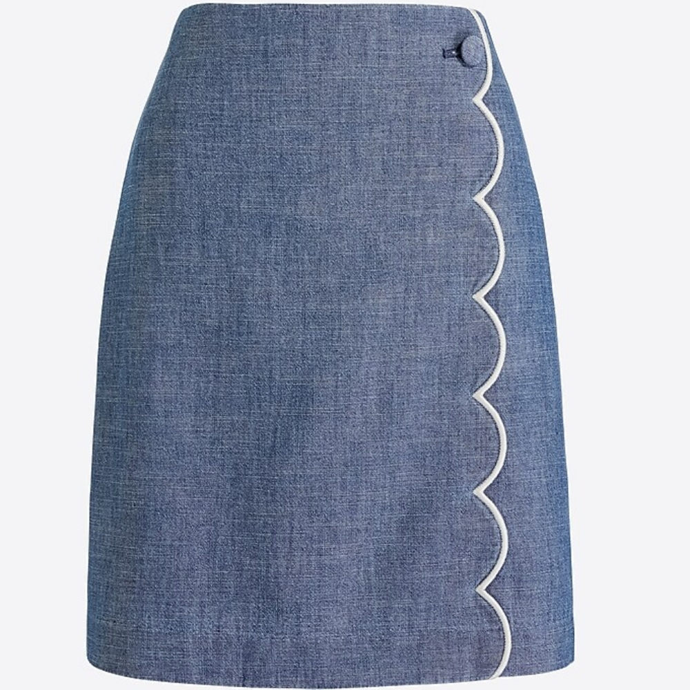 J Crew Scalloped-front Mini Skirt